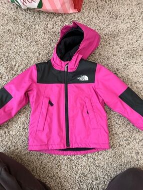 The North Face Hot Pink and Black Girls' Hooded Jacket